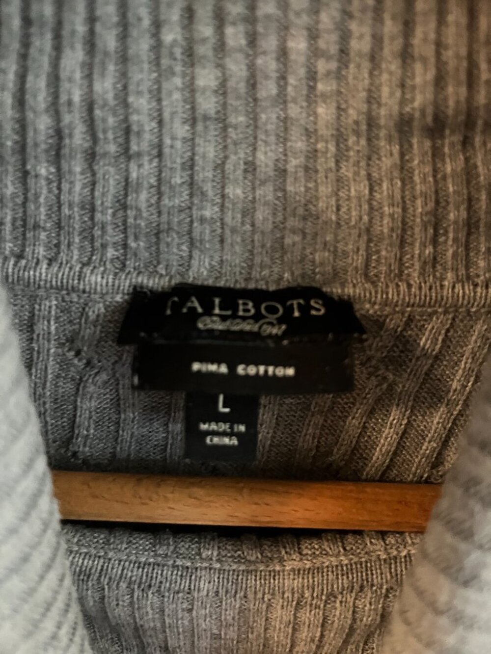 Talbots 100% Pima Cotton Cable-Knit Turtleneck Sweater in Gray - Picture 4 of 5